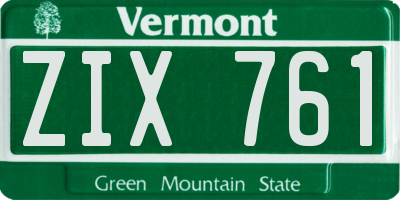 VT license plate ZIX761