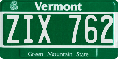 VT license plate ZIX762