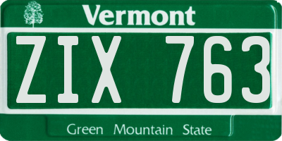VT license plate ZIX763