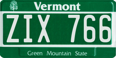 VT license plate ZIX766