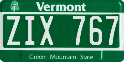 VT license plate ZIX767