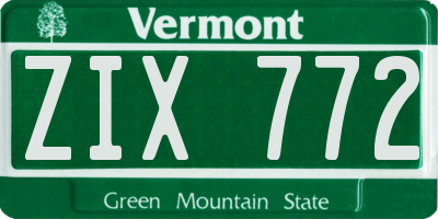 VT license plate ZIX772