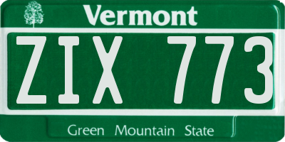 VT license plate ZIX773