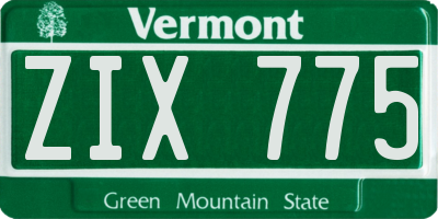 VT license plate ZIX775