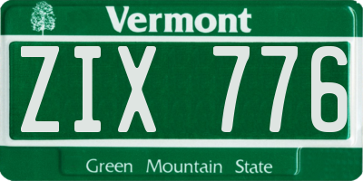 VT license plate ZIX776