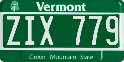VT license plate ZIX779