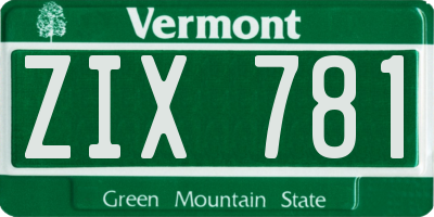 VT license plate ZIX781