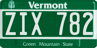 VT license plate ZIX782