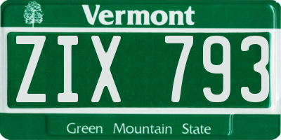 VT license plate ZIX793