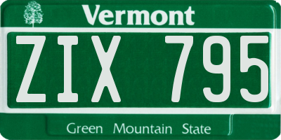 VT license plate ZIX795