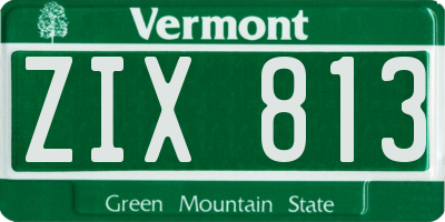 VT license plate ZIX813
