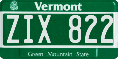 VT license plate ZIX822