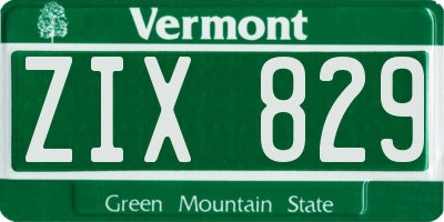 VT license plate ZIX829