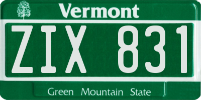 VT license plate ZIX831