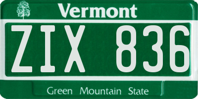 VT license plate ZIX836