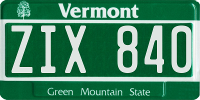 VT license plate ZIX840
