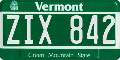 VT license plate ZIX842