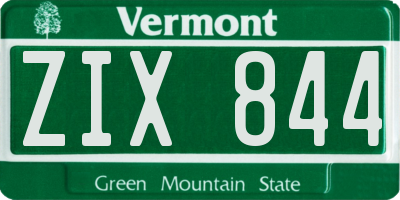 VT license plate ZIX844