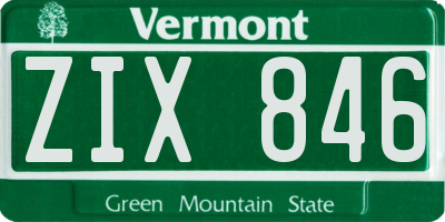 VT license plate ZIX846