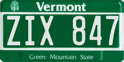 VT license plate ZIX847