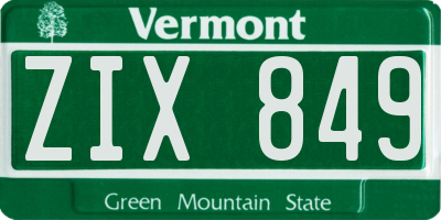 VT license plate ZIX849