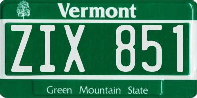 VT license plate ZIX851