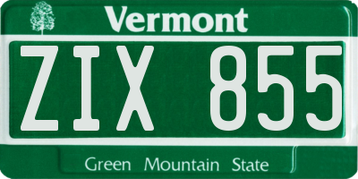 VT license plate ZIX855
