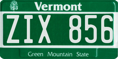VT license plate ZIX856