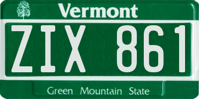 VT license plate ZIX861