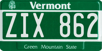 VT license plate ZIX862