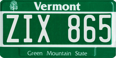 VT license plate ZIX865