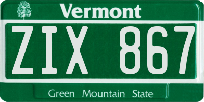 VT license plate ZIX867