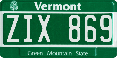 VT license plate ZIX869