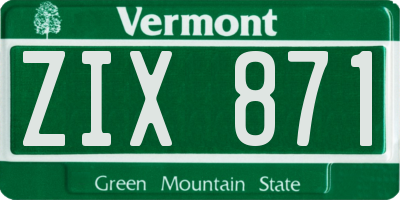 VT license plate ZIX871
