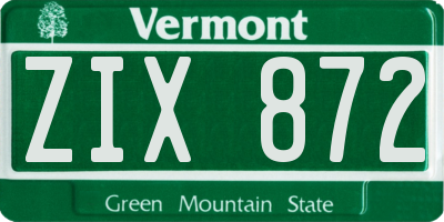 VT license plate ZIX872