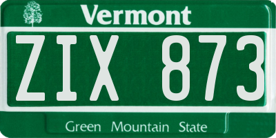 VT license plate ZIX873