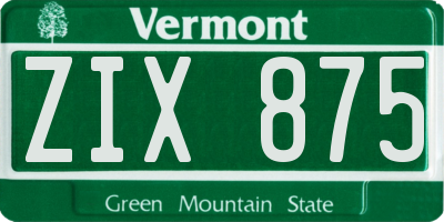 VT license plate ZIX875