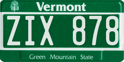 VT license plate ZIX878