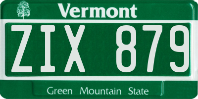 VT license plate ZIX879
