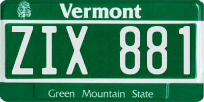 VT license plate ZIX881