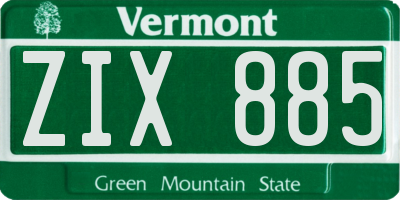 VT license plate ZIX885