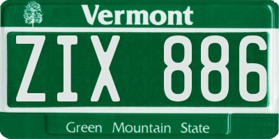 VT license plate ZIX886