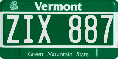 VT license plate ZIX887