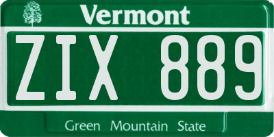 VT license plate ZIX889