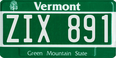 VT license plate ZIX891