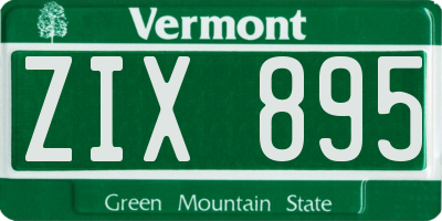 VT license plate ZIX895