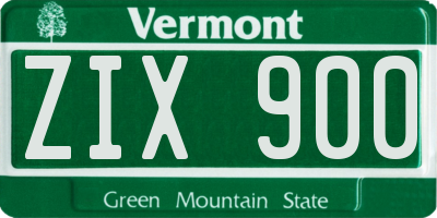 VT license plate ZIX900