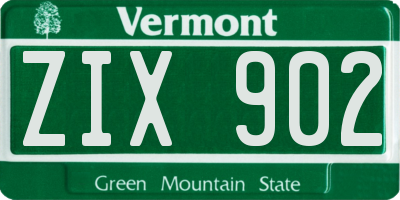 VT license plate ZIX902