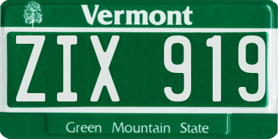 VT license plate ZIX919