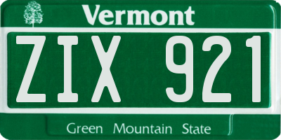 VT license plate ZIX921